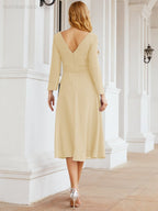 Bridesmaid Dress V-Back Waist Belt Mother of the Bride Wedding Guest SY28031