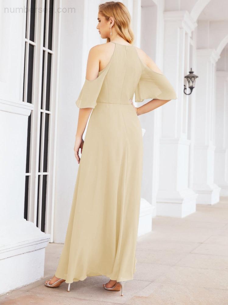 Robe de demoiselle d'honneur asymétrique, robe de soirée longue formelle ligne A 28074