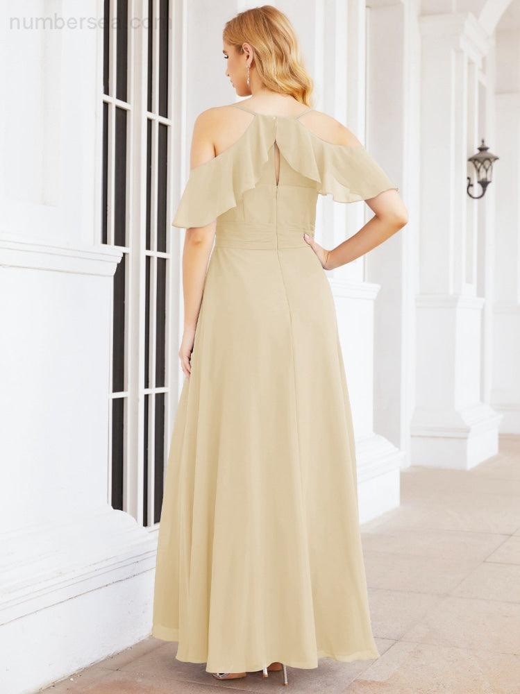 Robes longues de demoiselle d'honneur Numbersea à épaules dénudées, fente latérale, robes de bal formelles pour fête et mariage 28070