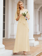 Robe de soirée formelle longue pour mère de la mariée avec cape à volants 28026