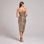 V-Neck Sleeveless Midi Prom Dress