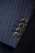 Fato de Lã Listrado de Gola Dupla Para Noivo Formal e Negócios