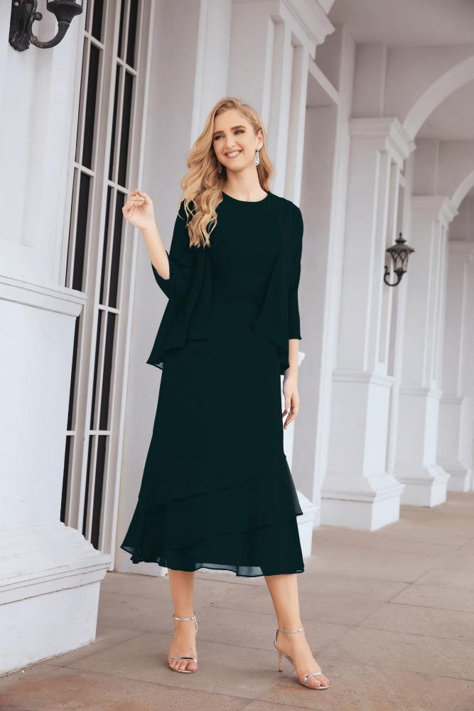 Vestido de Noiva de Duas Peças em Linha A para a Mãe da Noiva Vestido de Festa Formal 28072