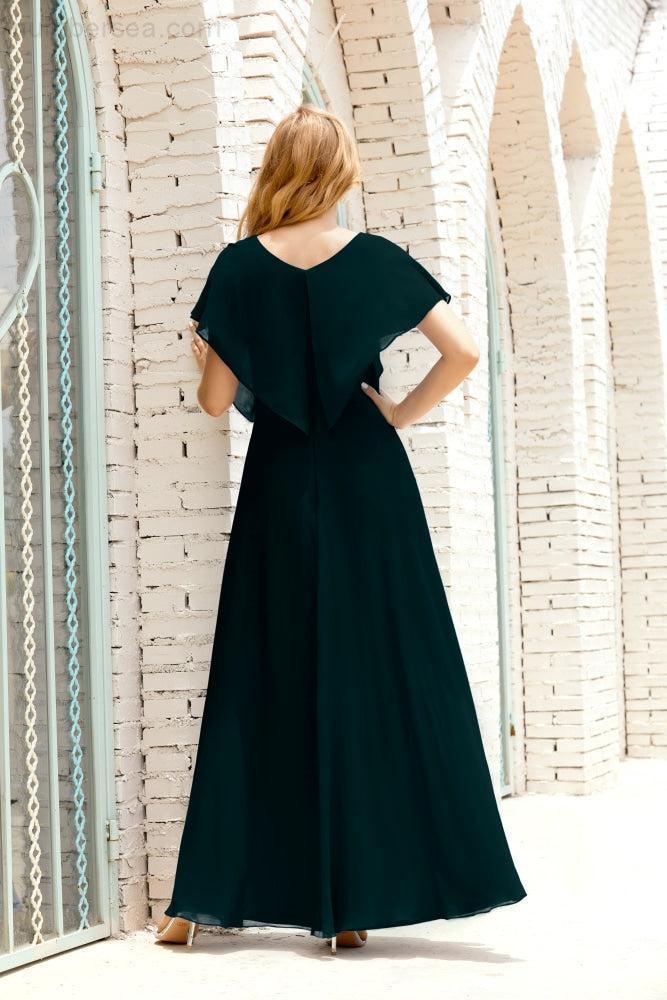 Robe de la Mère de la Mariée Grande Taille Col en V Longueur Solennelle Robe de Bal Formelle pour Invité de Mariage 28020