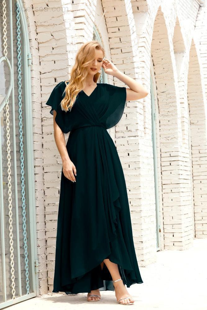 Robe de la Mère de la Mariée Grande Taille Col en V Longueur Solennelle Robe de Bal Formelle pour Invité de Mariage 28020