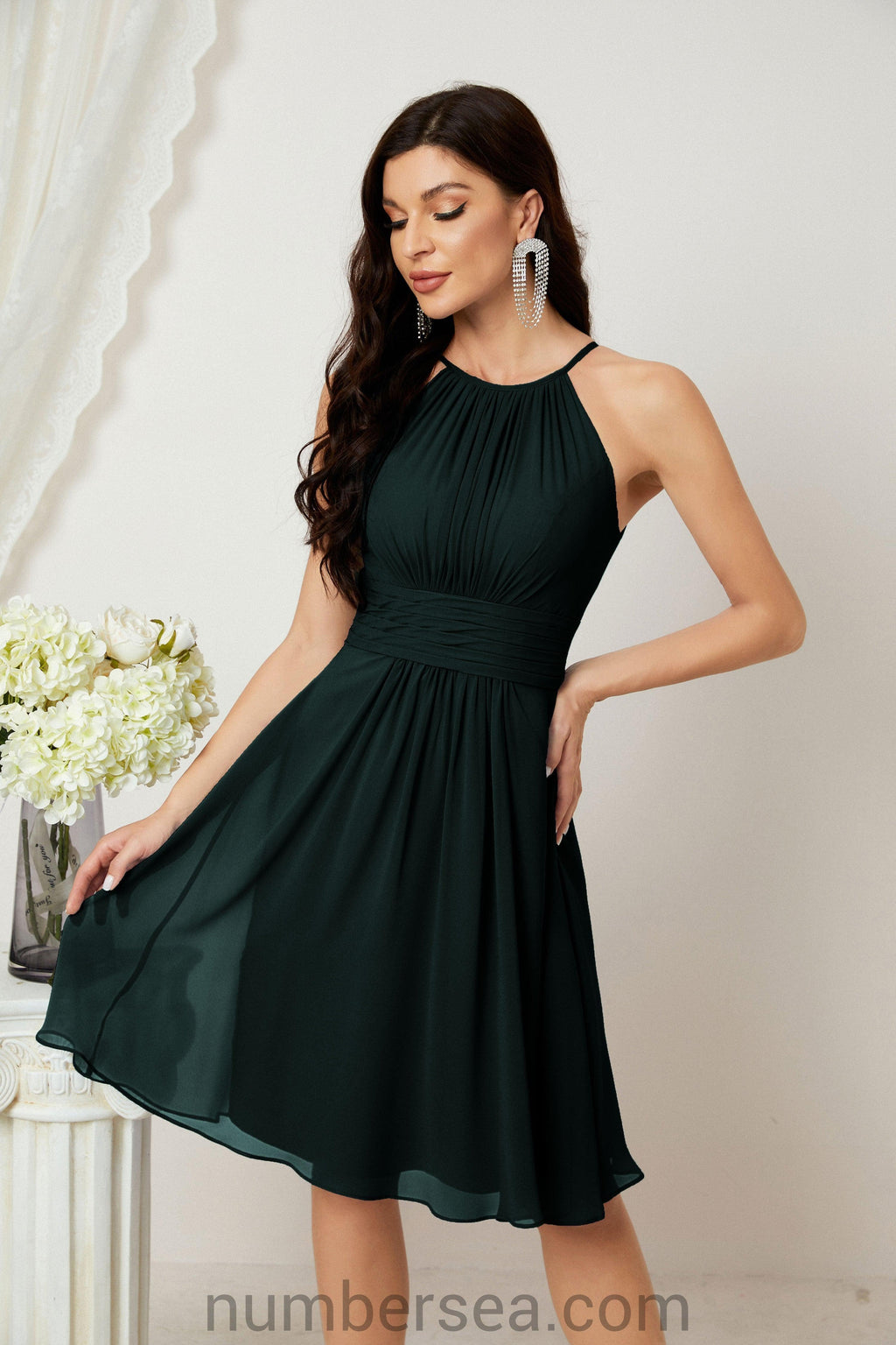 Robe de soirée formelle pour bal de fin d'études ou cocktail Halter 28011