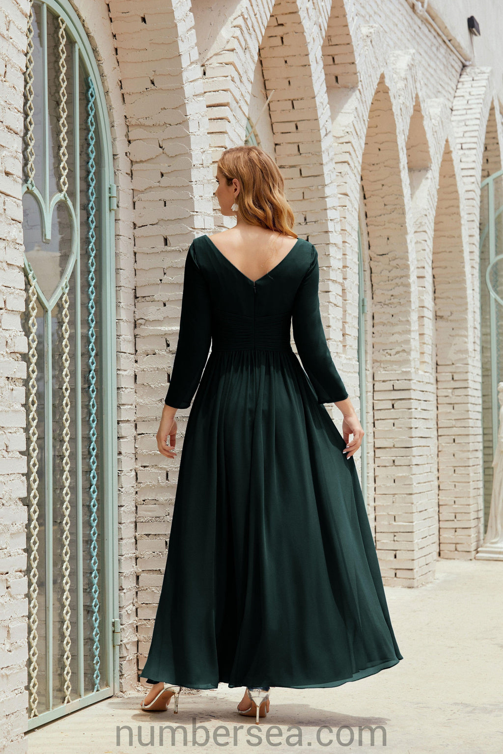 Abito da damigella Numbersea in chiffon, abito formale per festa, abito da sera 28016