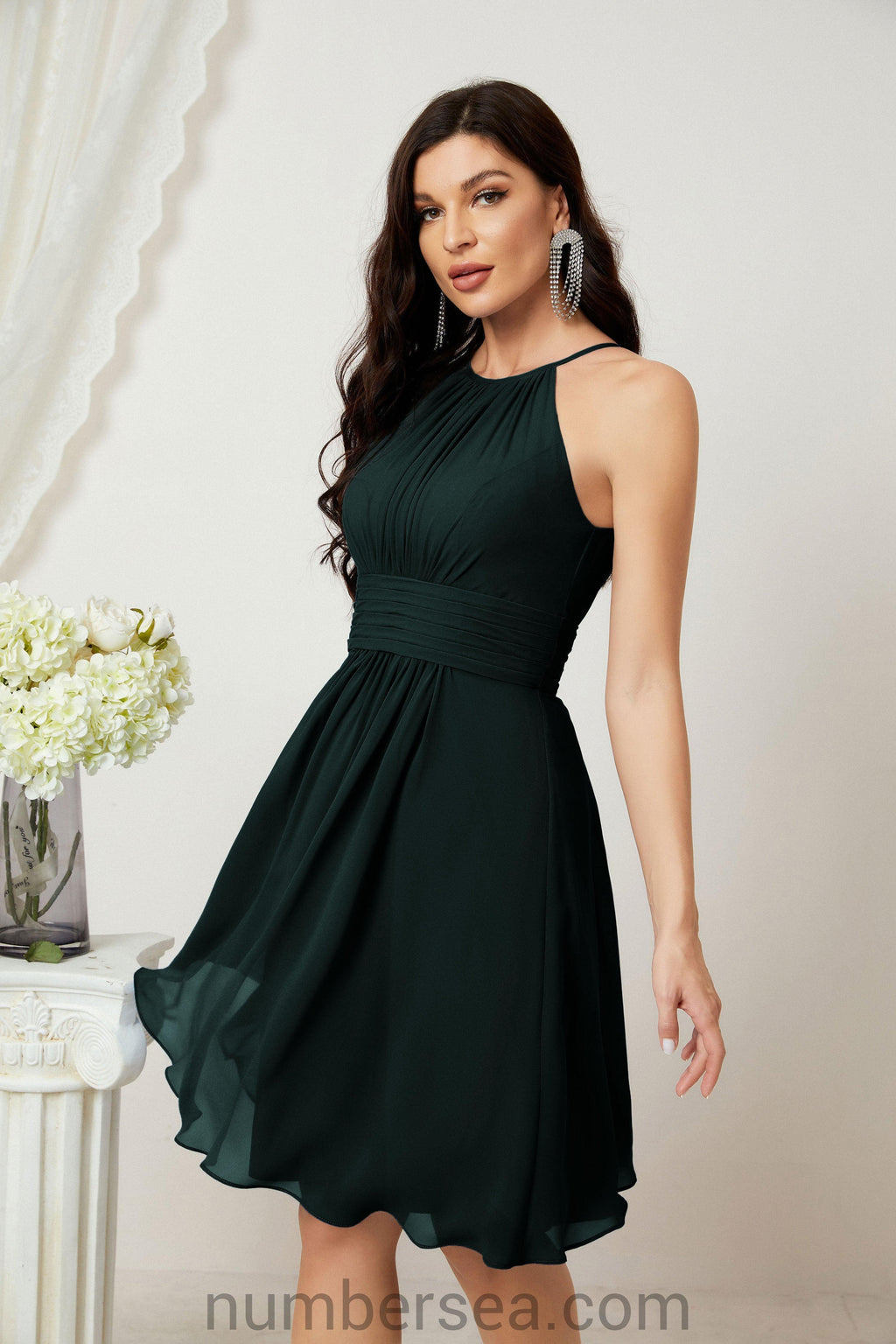 Robe de soirée formelle pour bal de fin d'études ou cocktail Halter 28011