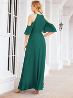 Robe de demoiselle d'honneur asymétrique, robe de soirée longue formelle ligne A 28074