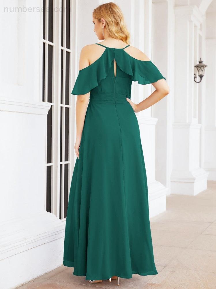 Robes longues de demoiselle d'honneur Numbersea à épaules dénudées, fente latérale, robes de bal formelles pour fête et mariage 28070