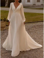 Abiti da sposa a linea ad A, camicia senza maniche, lunghezza tè, abiti nuziali in chiffon con pieghe, abiti semplici