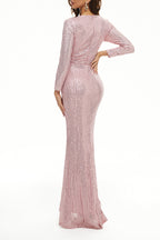 Prominente Elegante Feste Pailletten V-Ausschnitt Abendkleid Kleider 