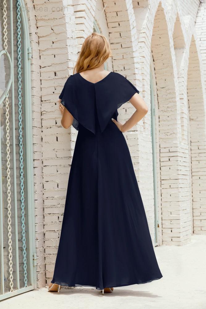 Robe de la Mère de la Mariée Grande Taille Col en V Longueur Solennelle Robe de Bal Formelle pour Invité de Mariage 28020