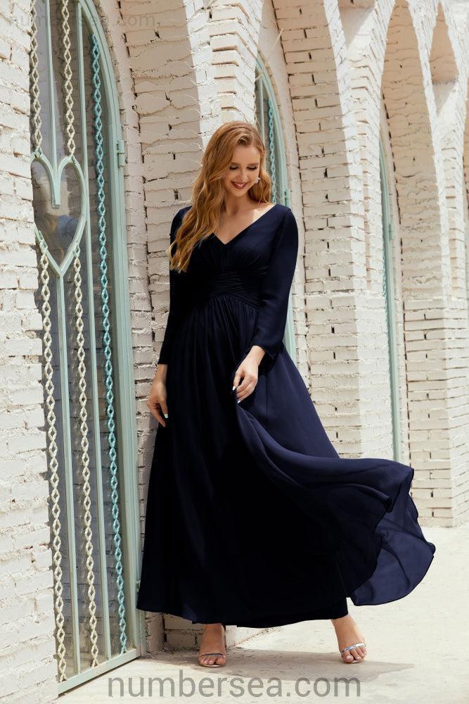Abito da damigella Numbersea in chiffon, abito formale per festa, abito da sera 28016