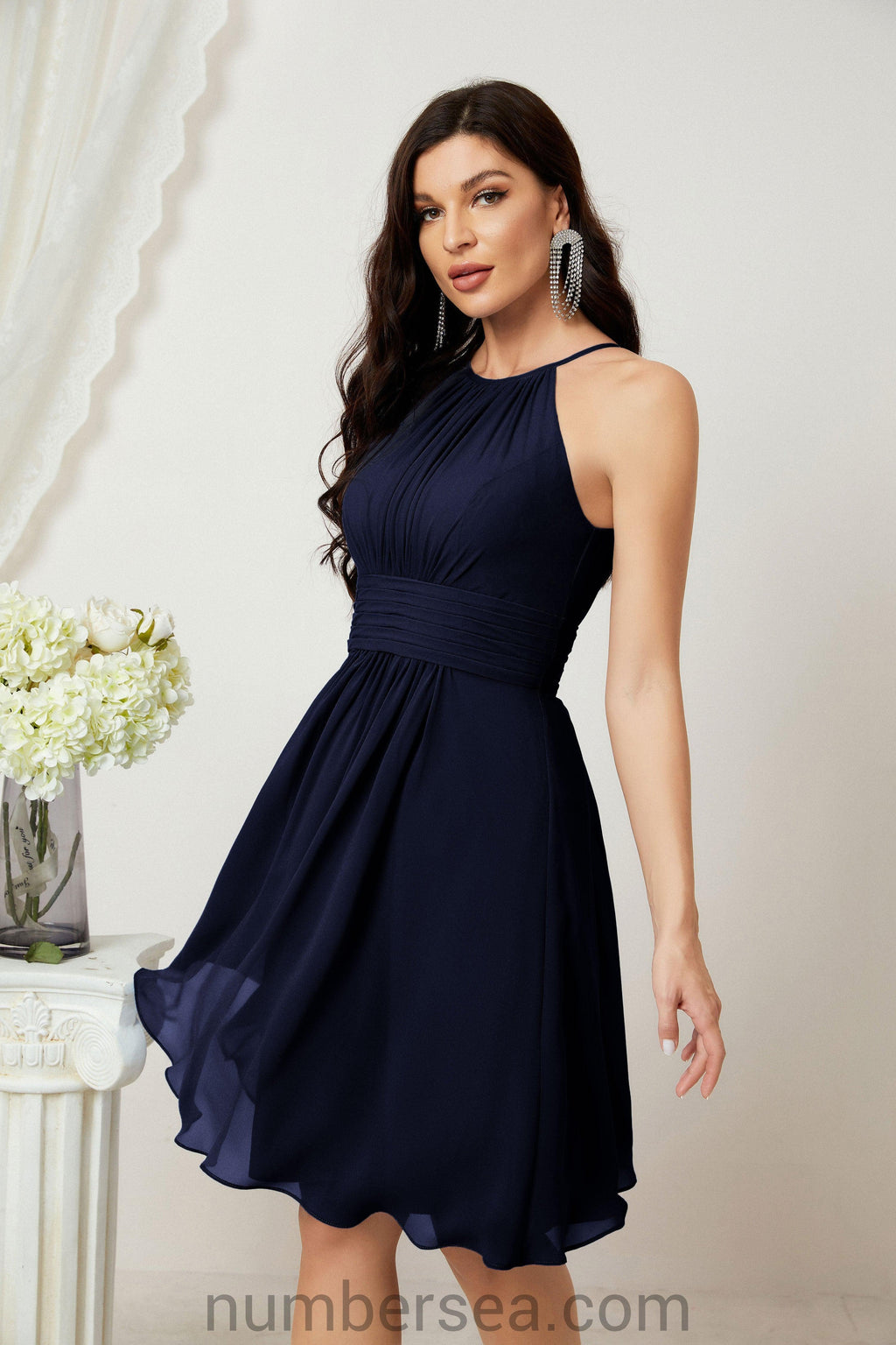 Robe de soirée formelle pour bal de fin d'études ou cocktail Halter 28011