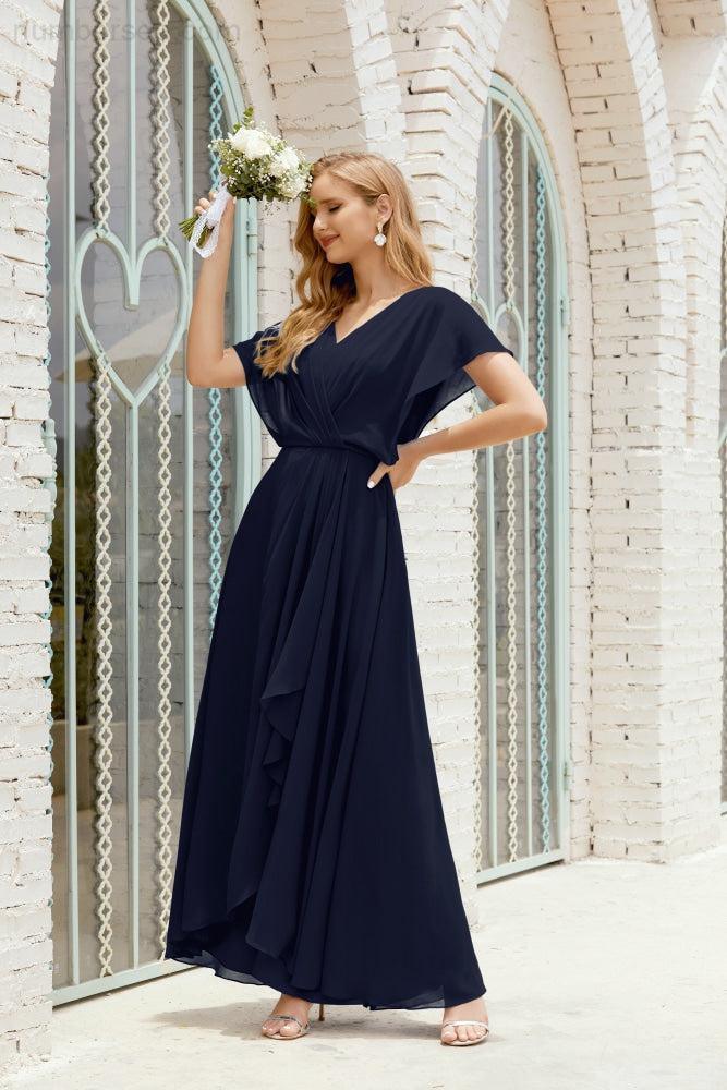 Robe de la Mère de la Mariée Grande Taille Col en V Longueur Solennelle Robe de Bal Formelle pour Invité de Mariage 28020