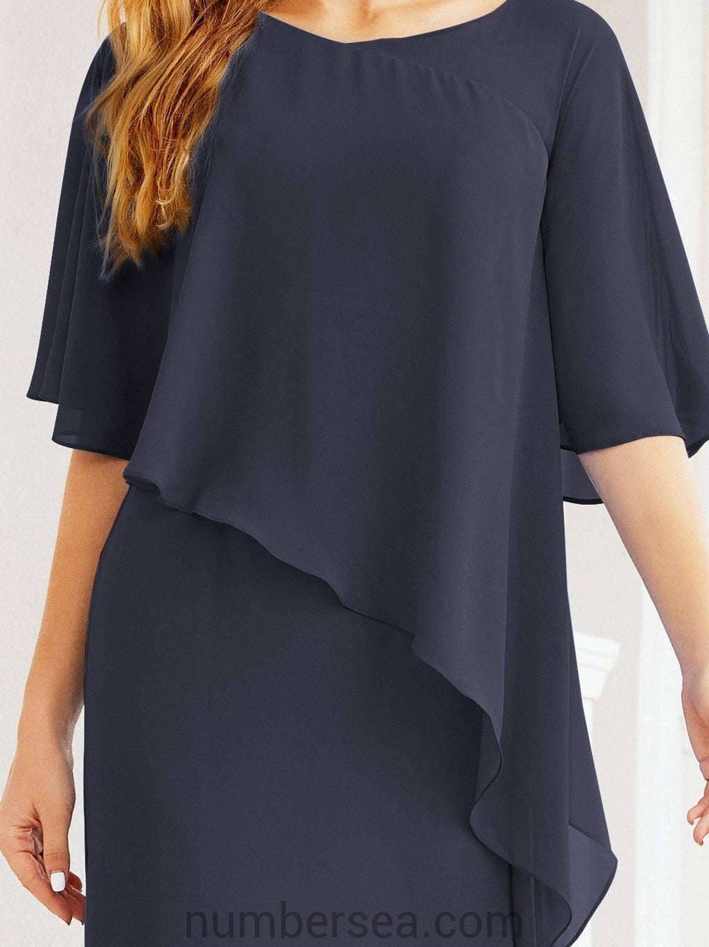 Robe de soirée formelle longue pour mère de la mariée avec cape à volants 28026