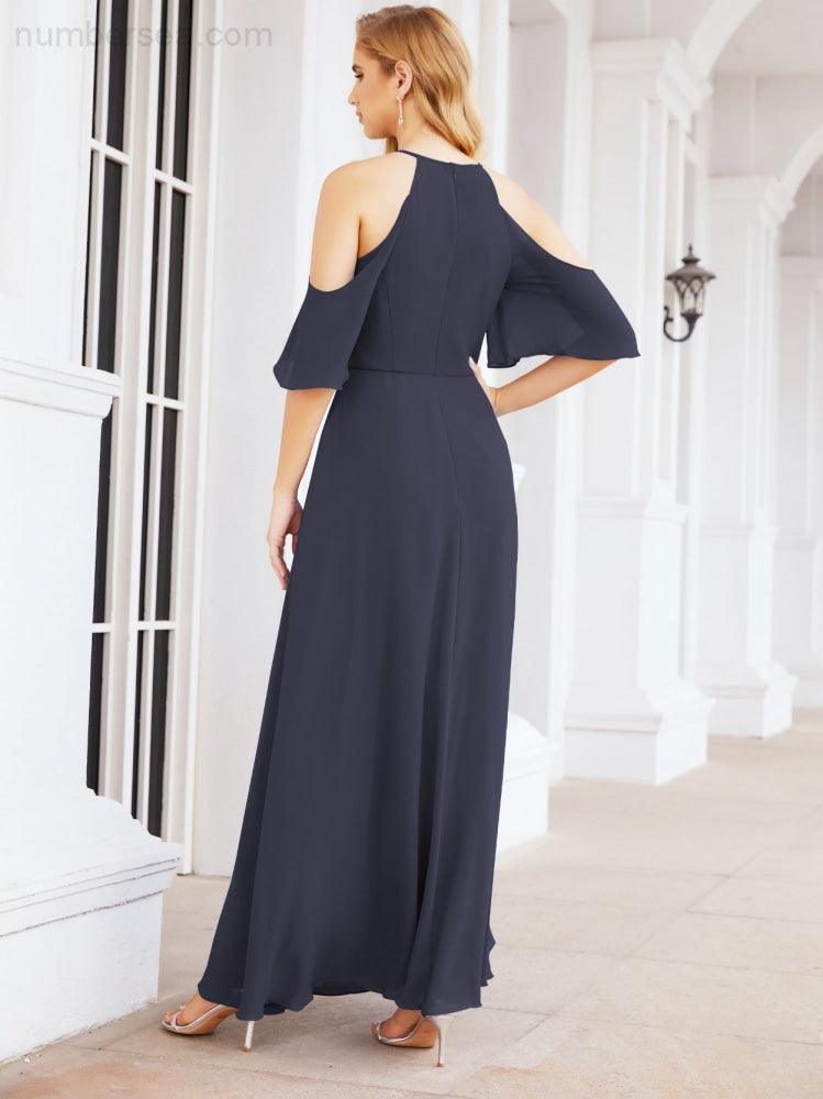 Robe de demoiselle d'honneur asymétrique, robe de soirée longue formelle ligne A 28074
