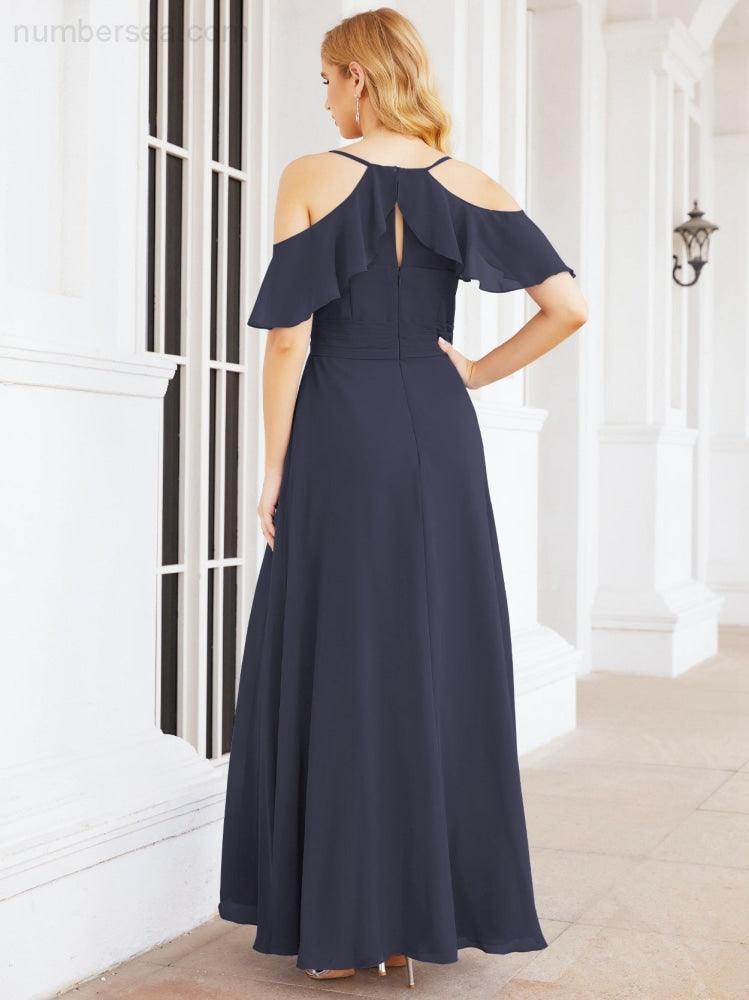 Robes longues de demoiselle d'honneur Numbersea à épaules dénudées, fente latérale, robes de bal formelles pour fête et mariage 28070