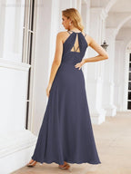 Numbersea Robes de demoiselle d'honneur pour femmes à bretelles doubles spaghetti Robe longue de soirée formelle fendue sur le côté 28051