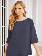 Robe de mariée élégante pour la mère de la mariée en deux pièces, tailleur pantalon grande taille à volants superposés, peignoir argenté 28064