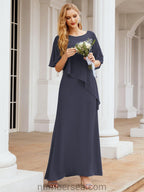 Robe de soirée formelle longue pour mère de la mariée avec cape à volants 28026