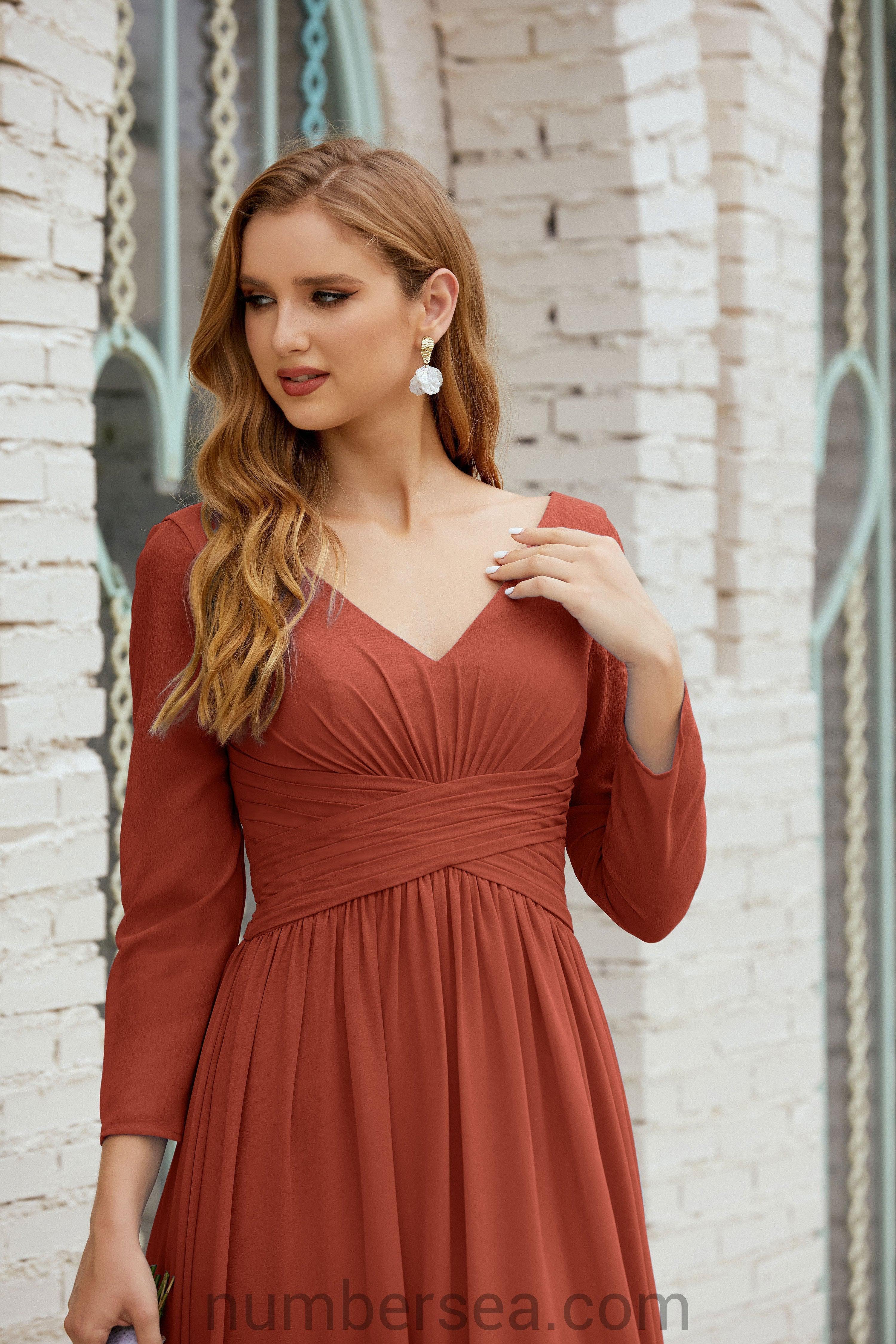 Abito da damigella Numbersea in chiffon, abito formale per festa, abito da sera 28016