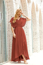 Robe de la Mère de la Mariée Grande Taille Col en V Longueur Solennelle Robe de Bal Formelle pour Invité de Mariage 28020