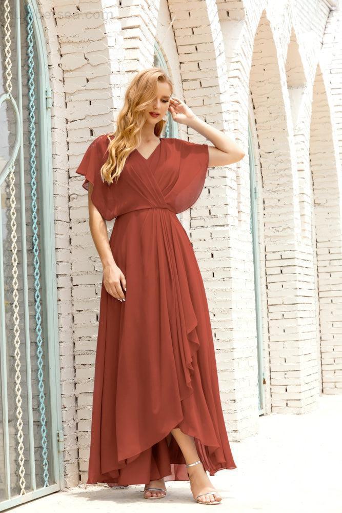 Robe de la Mère de la Mariée Grande Taille Col en V Longueur Solennelle Robe de Bal Formelle pour Invité de Mariage 28020