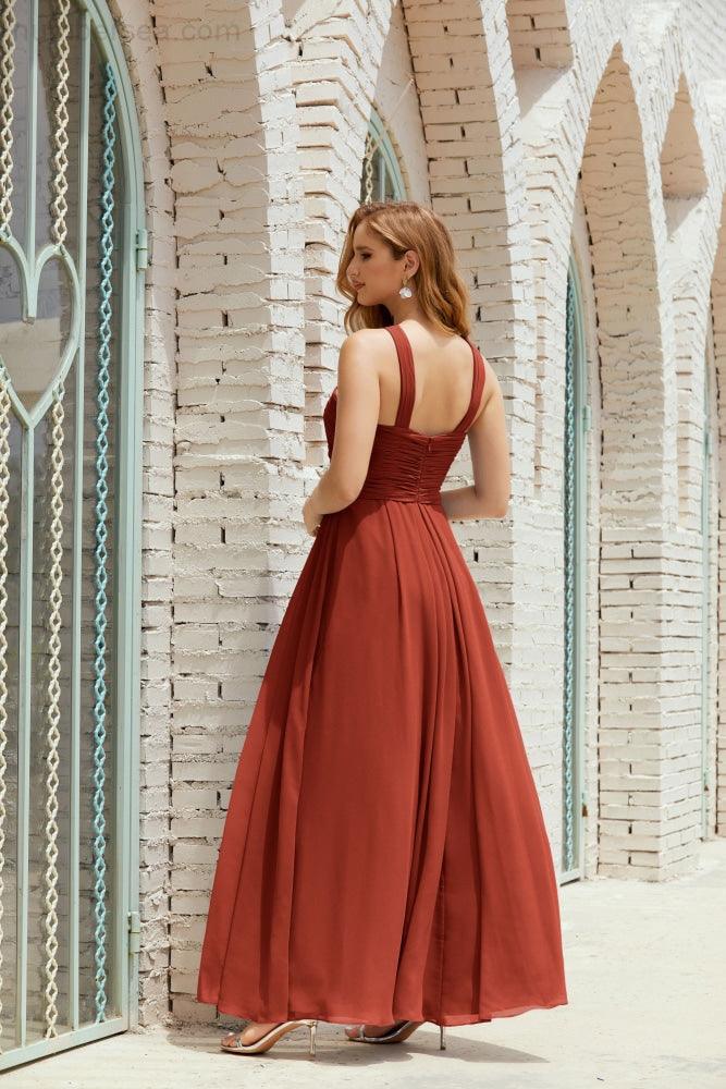 فساتين وصيفات الشرف بحمالة عنق رسمية كوكتيل فستان سهرة 28015