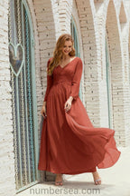 Abito da damigella Numbersea in chiffon, abito formale per festa, abito da sera 28016
