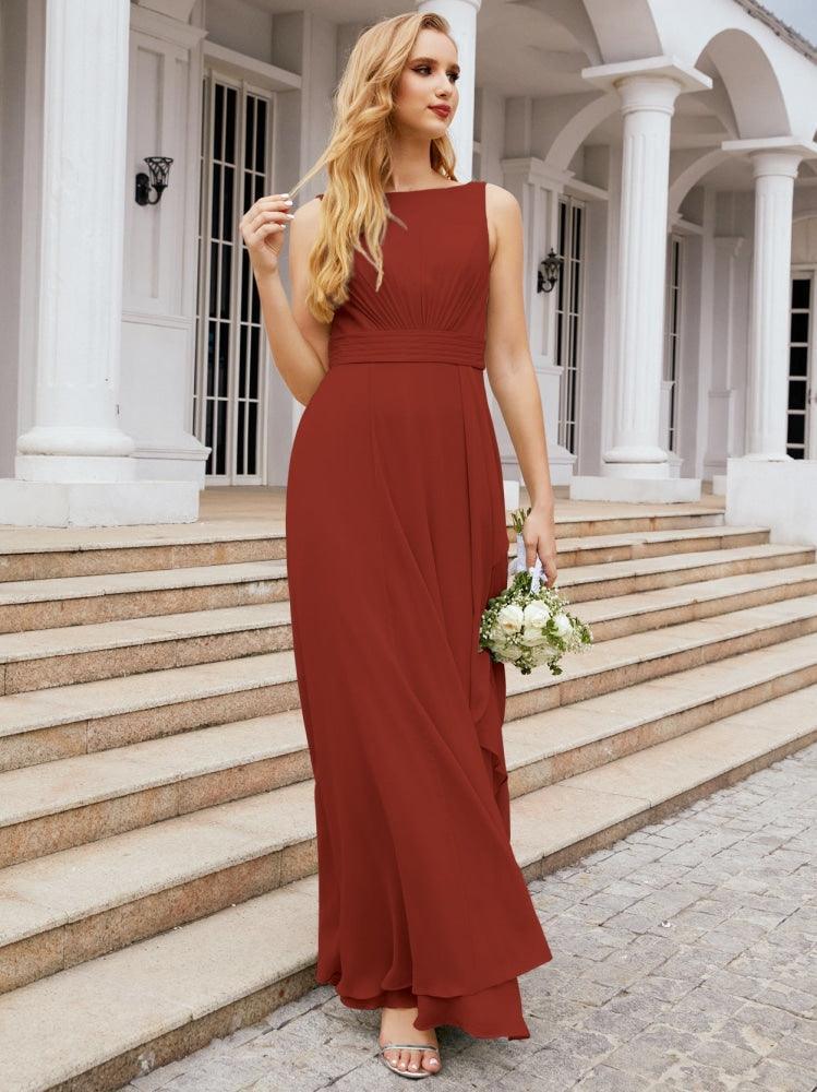 Abiti da damigella Numbersea per matrimonio con volant, lunghi, formali, da ballo 28039