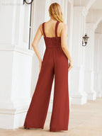 Tuta da sera elegante Numbersea con scollo incrociato, abito lungo per damigella, pantaloni a zampa d'elefante 28033