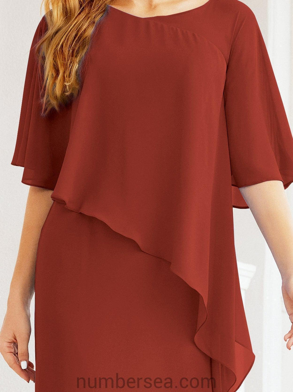 Robe de soirée formelle longue pour mère de la mariée avec cape à volants 28026