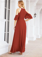 Robe de demoiselle d'honneur asymétrique, robe de soirée longue formelle ligne A 28074