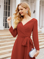 Bridesmaid Dress V-Back Waist Belt Mother of the Bride Wedding Guest SY28031