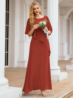 Robe de soirée formelle longue pour mère de la mariée avec cape à volants 28026
