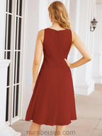 Vestidos para a Mãe da Noiva Vestido de Baile de Finalistas Vestido Casual Pregueado 28065