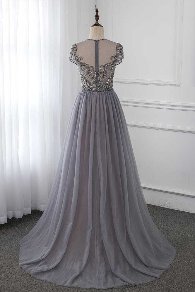 BMbridal Jewel Appliques Short Sleeve Prom Dress With Rhinestones Online