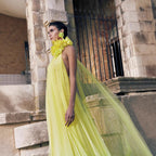 Hanging neck large open-back dress tulle robe maternity dress prom dress bride morning robe private dress