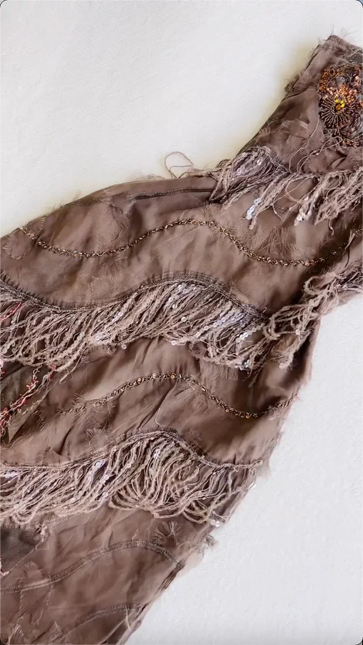 Abito da sera formale vintage in chiffon con paillettes e scollo a barca, abito da ballo Y8300