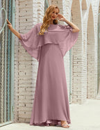 Abito da Damigella Donna Manica Lunga Scollatura a V Chiffon Abito da Cerimonia Matrimonio Festa 28018