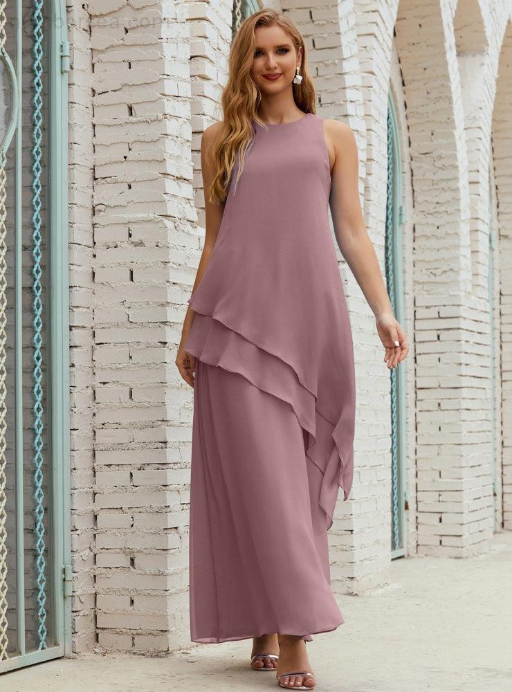Vestido Longo de Chiffon para Mães da Noiva de Tamanho Grande, para Damas de Honra e Baile de Finalistas, Modelo 28019