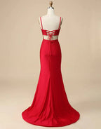 Royal Blue Beaded High Slit Mermaid Prom Dress SYP104