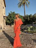 Bezauberndes Ballkleid Orangenfarbenes Abendkleid Y1524