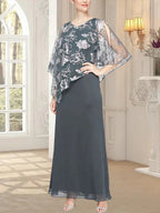 فستان شبكي طويل لامع مع صدرية بطبقة غير متماثلة مبتكرة