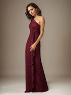 فستان روبي بكتف واحد من شبكة معدنية فستان والدة العروس