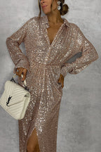 SEQUIN MIDI DRESS