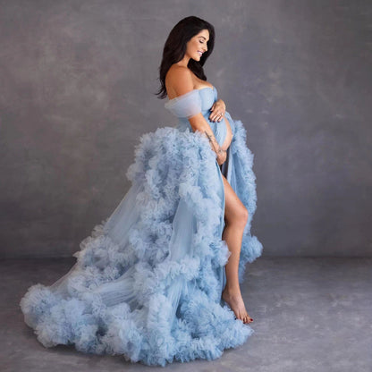 6124#Hot-selling maternity photo clothing, one-shoulder morning robe