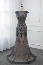 BMbridal Glamorous Black Jewel Neck Mermaid Prom Dress With Rhinestone